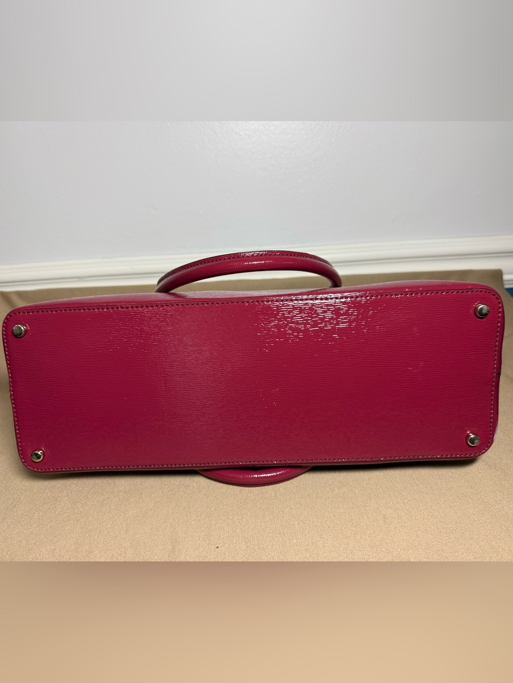 kate spade Hot Pink Patent Tote with Gold Plaque - Picture 4 of 5